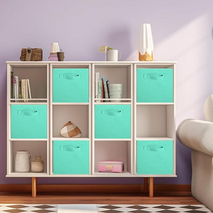 ShellKingdom Storage Bins, Foldable Fabric Storage Cubes and Cloth Storage Organizer Drawer for Closet and Toys Storage, 2 Pack (Mint Green)
