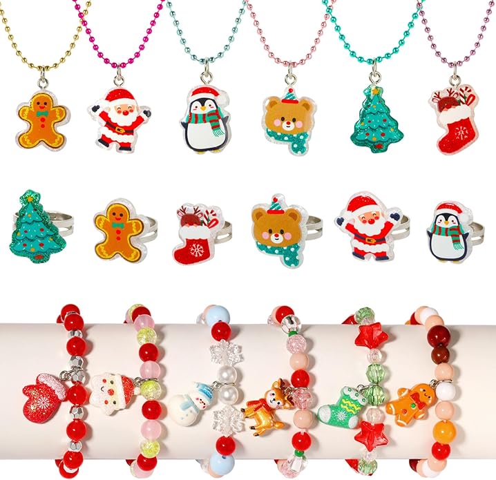 PinkSheep Toddler Jewelry Kids Jewelry Kids Necklace Choker and Bracelet 3 Pack 9pcs, Little Girls Jewelry In Box, Flower Girl Gift Kids Girls Accessories