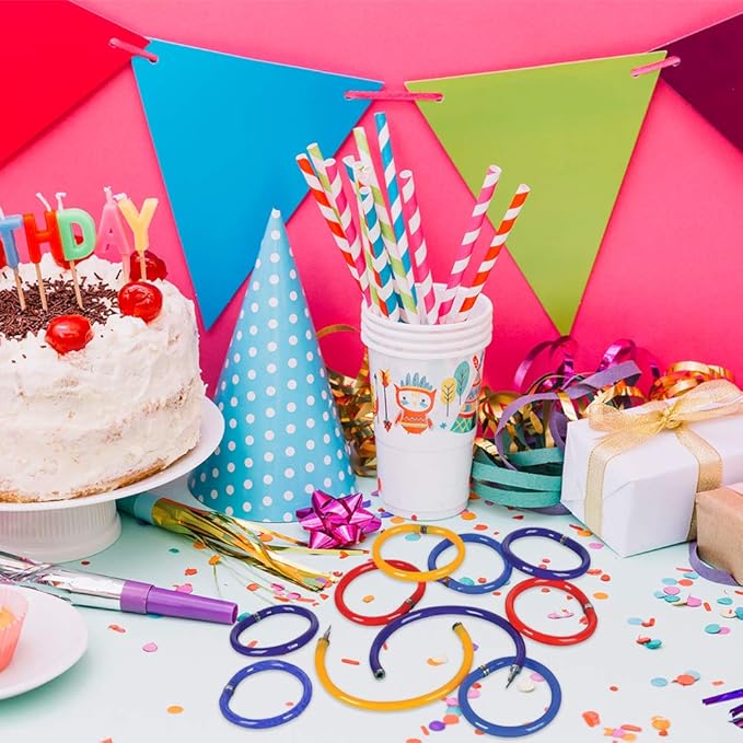 ArtCreativity Bracelet Pens for Kids, Set of 24, Functional 2-in-1 Pens with Blue Ink, Birthday Party Favors for Boys and Girls, Goodie Bag Fillers for Children and Adults, Teacher Rewards, 4 Colors