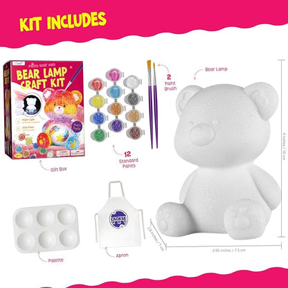 Paint Your Own Bear Lamp Kit, Art Supplies Arts & Crafts Kit, Painting kit for Kids 6-12, Arts and Crafts for Kids Ages 8-12, Toys Girls Boy Birthday Gift Ages 6 7 8 9 10 11 12+