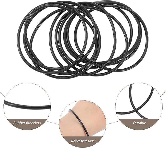 NUOBESTY Black Jelly Bracelets Kids Silicone Jelly Bracelets Black Rubber Gummy Silicone Bracelets Stretchable Bracelets 10 Pcs