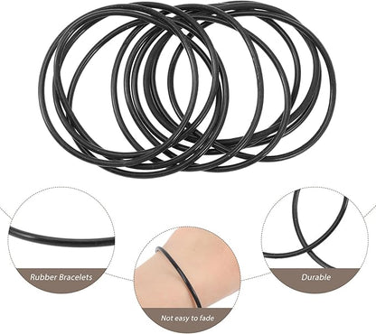 NUOBESTY Black Jelly Bracelets Kids Silicone Jelly Bracelets Black Rubber Gummy Silicone Bracelets Stretchable Bracelets 10 Pcs