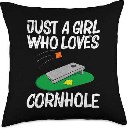 Cool Cornhole Design for Girls Kids Corn Bean Bag Toss Game Throw Pillow, 18x18, Multicolor