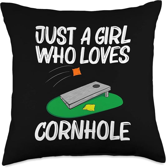 Cool Cornhole Design for Girls Kids Corn Bean Bag Toss Game Throw Pillow, 18x18, Multicolor