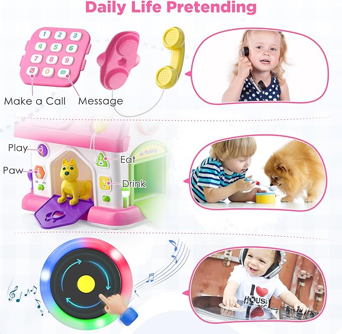 Vahome Musical Montessori Toys for 1 Year Old Girl Gifts, First Birthday Gifts for 1 Year Old Girl, Educational Baby Toy 12-18 Month Toddlers Ages 1-2 (Pink)