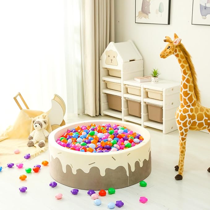 GOGOSO Ball Pits Balls for Toddlers, 100 Stars Hearts Florid Shapes Ball, Flowers Plastics Balls for Bounce House, Pastel Ball for Kids Birthday Party Xmas Friendship Bracelet Banner Decor