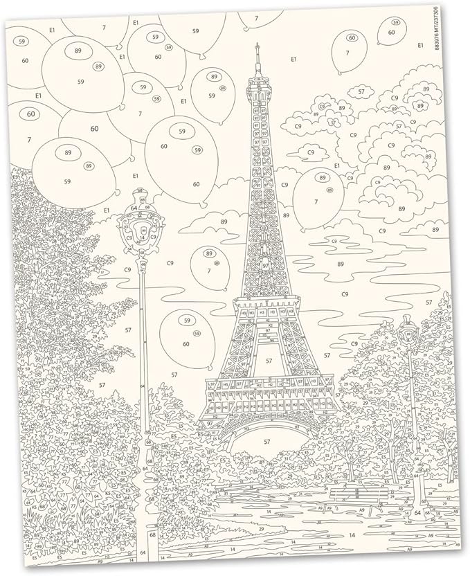 Ravensburger Paris in Spring Paint by Numbers Kit for Children - Painting Arts and Crafts for Kids Age 12 Years Up