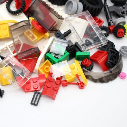 Wheels, Tires, and Axles Set - Building Bricks Block Compatible Major Brands - Steering Wheels, Windshields and Colorful Brick Building Chassis Pieces Education Wheels Set Toy for Boys Age 6+ Gifts