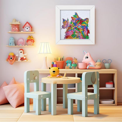 5D Diamond Painting Kits for Kids, Diamond Painting Kits Animals with Wooden Frame, Cat Diamond Painting Kits for Beginners, Girls, Adults, Diamond Painting Pictures, Arts Craft for Home Decor