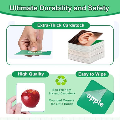 Noun Flash Cards for Toddlers, 50 Beginners-Level Durable Photo Flashcards, Speech Therapy Materials for Speech Delays, Great Teaching Tool for Fun Learning, Autism Flash Cards Non Verbal