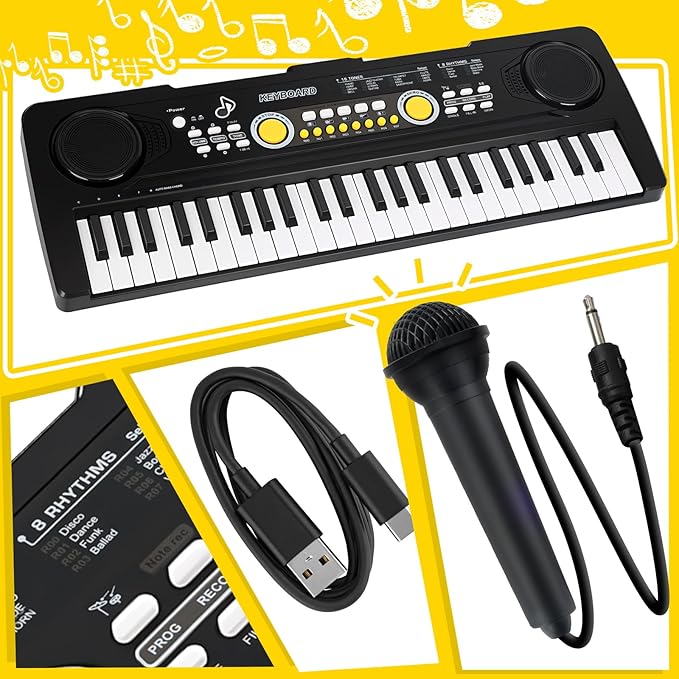 49 Key Piano Keyboard for Kids Music Toys Ages 3-5 Electronic Keyboards Pianos with Microphone for 3 4 5 6 Year Old Boys Girls Birthday Gifts