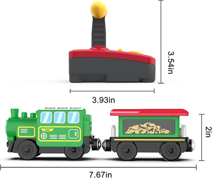 Wooden Train Accessories Battery Operated Locomotive Train, Remote Control Train for Track Set, Powerful Engine Train Vehicles Fit All Major Brands Track Railway System (Battery Not Included)