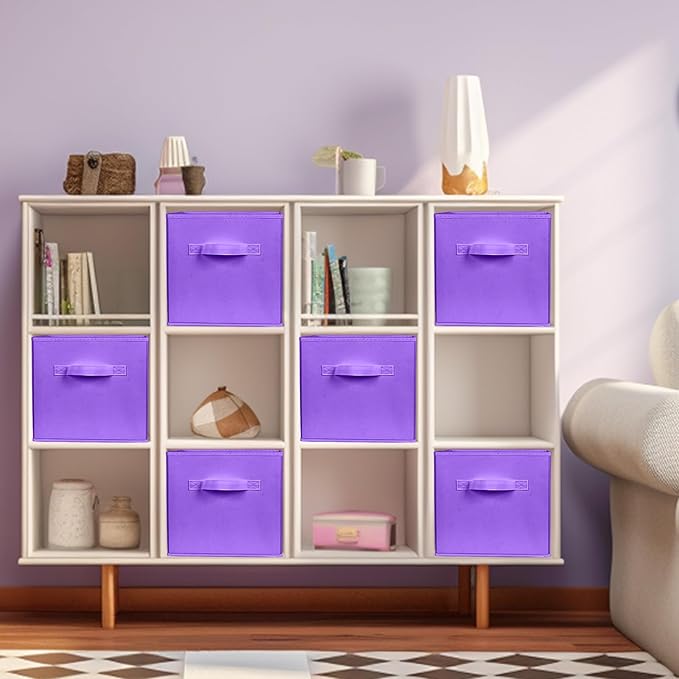 ShellKingdom Storage Bins, Foldable Fabric Storage Cubes And Cloth Storage Organizer Drawer For Closet And Toys, 6 Pack (Violet)