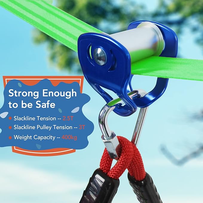 2-in-1 Ninja Warrior Obstacle Course with Zip Line for Kids & Adults, Transformable Backyard Slackline Kit, Outdoor Play Set with Swing, Climbing Obstacles & Flying Seat, Easy Setup, Heavy Duty