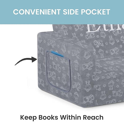 Serta Perfect Sleeper Personalized Extra Wide Convertible Sofa to Lounger, Comfy 2-in-1 Flip Open Couch/Sleeper for Kids, Grey