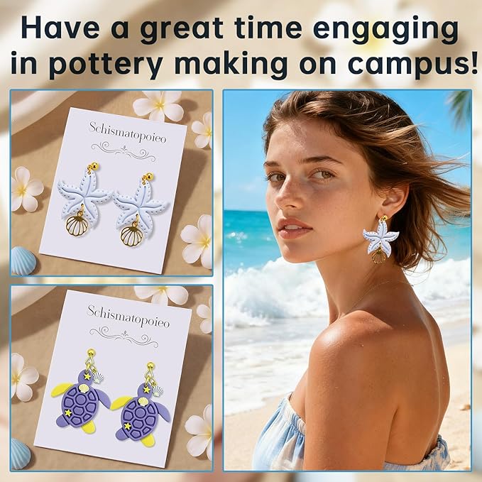 8Pcs Ocean Polymer Clay Cutters - Adventurer's Gift-White Elephant Gifts - Ideal Polymer Clay Molds & Polymer Clay Earring Cutters for Beach-Inspired Jewelry Making