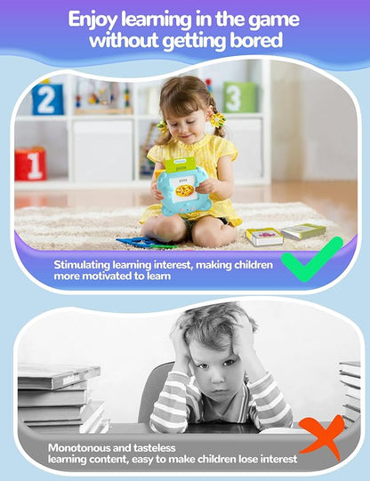 Spanish & English Talking Flash Cards for Toddlers 1-3 Years Old, 510 Sight Words Bilingual Learning Toys for Children, Autism Pocket Speech Therapy Toys, Española Vocabulary Educational Flashcards