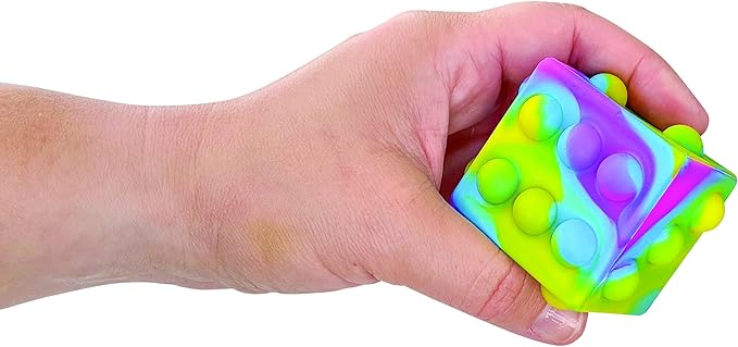 Raymond Geddes Pop ‘n’ Dice Fidget Cube Toys (12 per Bag) - 6 Sided Pop it Fidget Toys Pack - Fidget Squishy Toys in 4 Tie Dye Colors