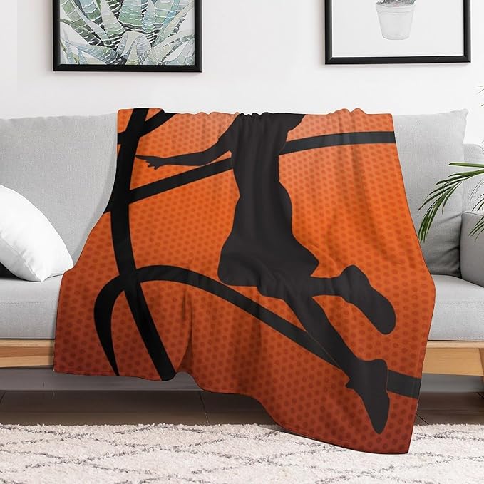 Basketball Throw Blanket - Soft Flannel Sports Basketball Blankets for Kids Girls Boys Basketball Lovers - Warm Basketball Throw Blankets for All Season Lap, Chair, Sofa - 50"x40"