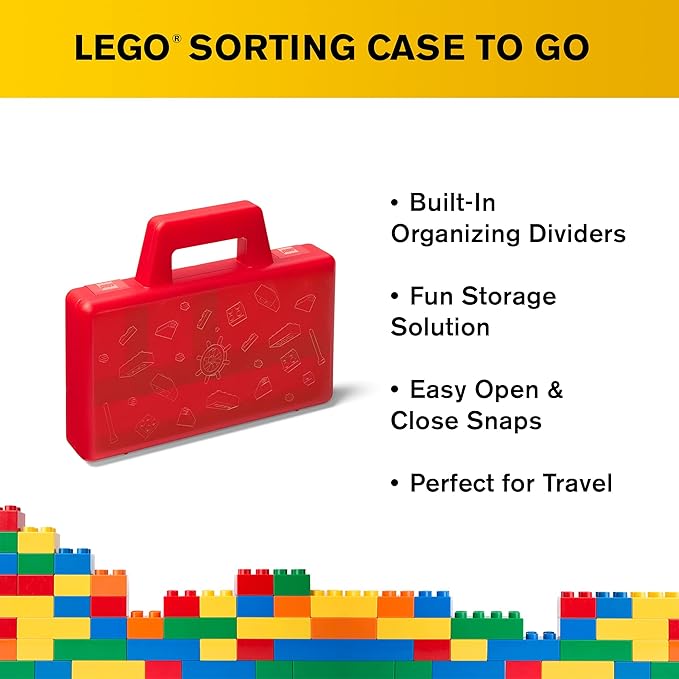 ROOM Copenhagen, Lego Sorting Box to-Go - Travel Case with Organizing Dividers - Red (40870001)