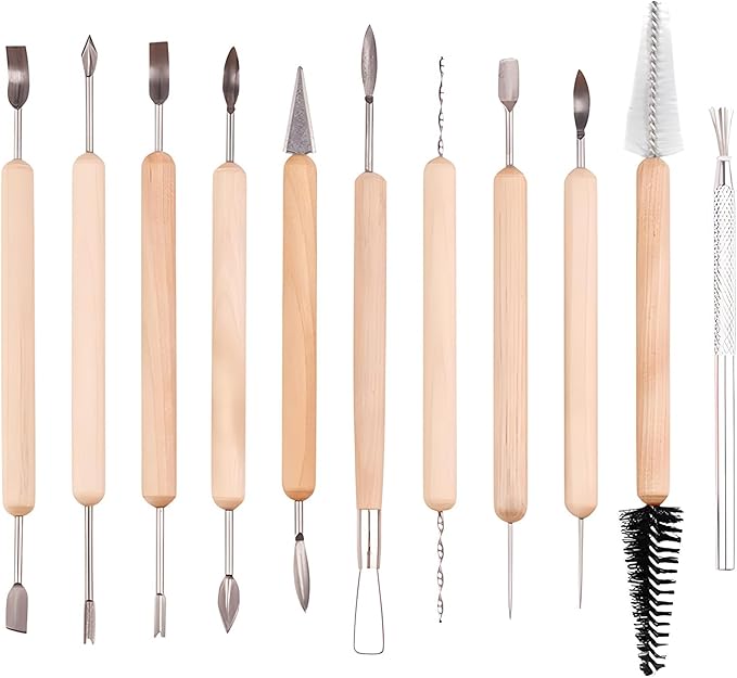 LINPHCEY 11-Piece Clay Sculpting Tools Set Perfect for Polymer Air Dry Modeling Clay Beginners & Professionals Ideal for DIY Pottery & Ceramics Tools for Clay Sculpey Sculpting & Crafting