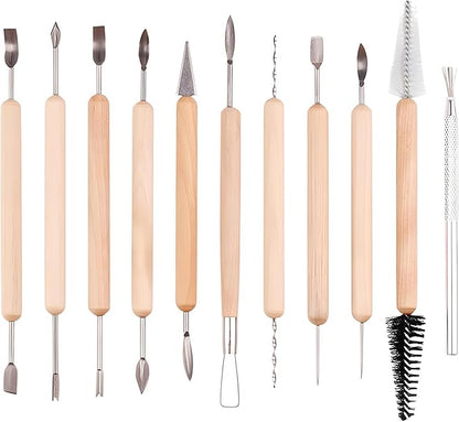 LINPHCEY 11-Piece Clay Sculpting Tools Set Perfect for Polymer Air Dry Modeling Clay Beginners & Professionals Ideal for DIY Pottery & Ceramics Tools for Clay Sculpey Sculpting & Crafting