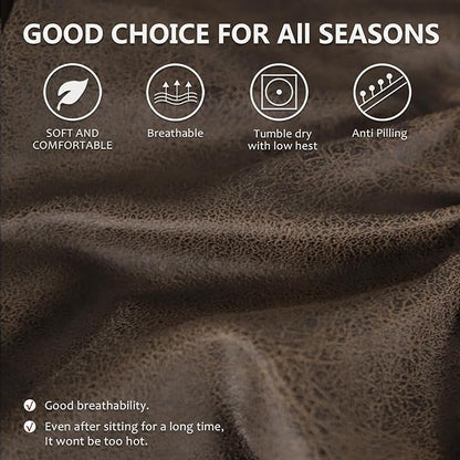 Leather Look Loveseat Recliner Covers Stay in Place 6-Piece Recliner Sofa Slipcover 2 Seater Reclining Couch Cover Furniture Protector Spandex Fabric Washable (Recliner Loveseat, Brown)