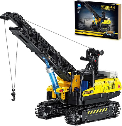 Technic Hydraulic Crane Building Set, 528 PCS Blocks Multifunctional Hydraulic Drive Engineering Car Building Model, Creative Moveable Building STEM Toy for Boys, Kids Teens and Adults