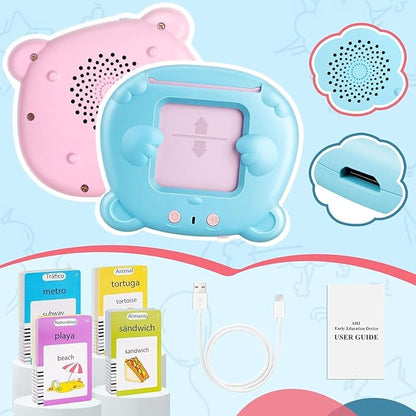 Spanish & English Talking Flash Cards for Toddler 1-6 Year Olds, Learning Montessori Toys with 224 Sight Words, Speech Therapy Toys, Children's Sensory Preschool Learning Educational Birthday Gifts