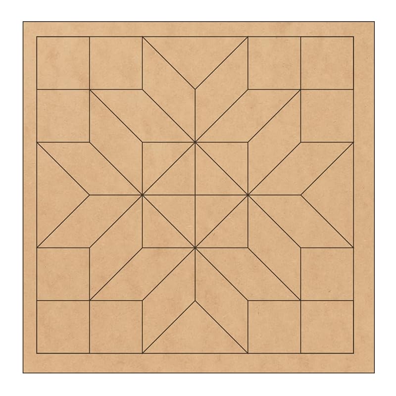 Unfinished Floral Barn Quilt Square Wooden Sign, Country Decor Canvas Quilts Blocks (9 inches, Diamond Flower)