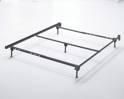 Signature Design by Ashley Adjustable Metal Bolt on Bed Base Frame with Protective Floor Glides, Queen, Black