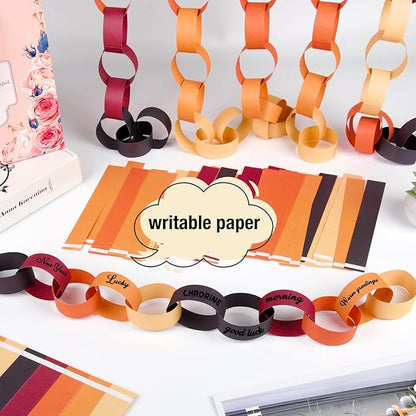 CHRORINE 600Pcs Colorful Paper Chains Strips for Birthday Party Decorations DIY Crafts Supplies (Orange, 1 x 7.08 inches)