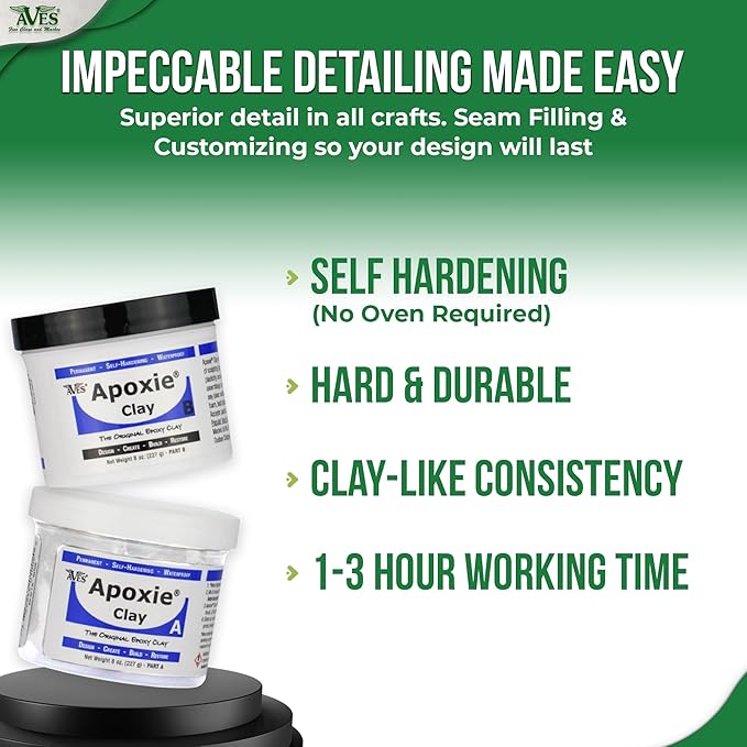 Aves Apoxie Clay - 2 Part Self Hardening Modeling Clay - 1 Pound White