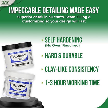 Aves Apoxie Clay - 2 Part Self Hardening Modeling Clay - 1 Pound White