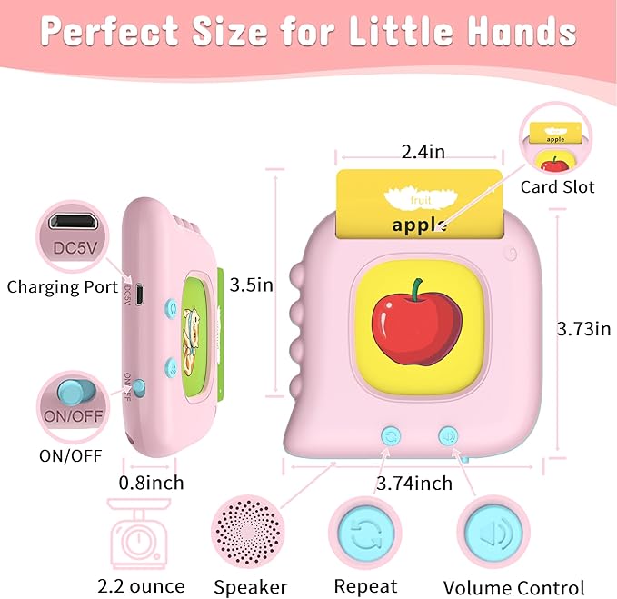 Bilingual Spanish & English Talking Flash Cards for Toddlers 1 2 3 4 5 6, Audible Toys Learning Spanish for Kids,Pocket Speech Therapy Toys Educational Learning Gift with 224 Sight Word