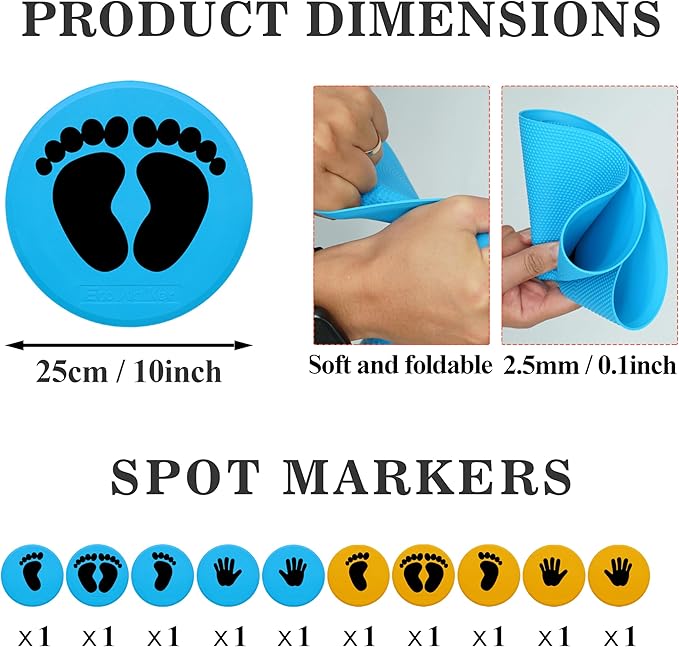 10inch Colorful Carpet Spot Flat Markers Feet Hand Game Stepping Stones Floor is Hot Lava for Classroom Home (Hand-Feet 2)