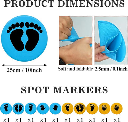 10inch Colorful Carpet Spot Flat Markers Feet Hand Game Stepping Stones Floor is Hot Lava for Classroom Home (Hand-Feet 2)
