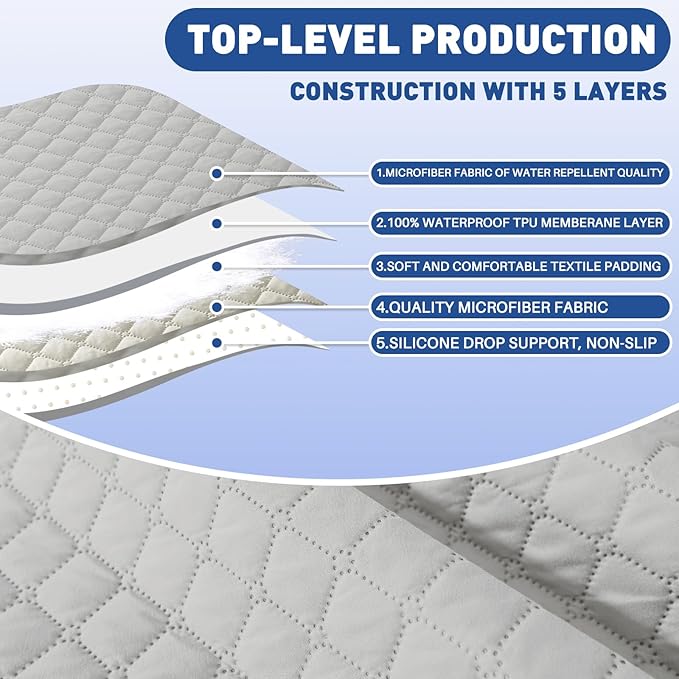 XINEAGE Loveseat Sofa Cover Waterproof Couch Covers for 2 Cushion Couch, Soft Washable Slipcover with Pockets & Non-Slip Elastic Straps, Thick Furniture Protector (Loveseat, Light Grey)