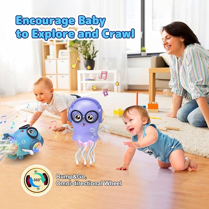 Baby Toy Jellydancer, Crawling Jellydancer Tummy Time Toy Kids Fidget Toy for Girls 3-6 Boys 6-12,Magic Dancing Loud Music Crawling Toys for 3 4 5 6 7 8 Year Old Children Birthday Gifts