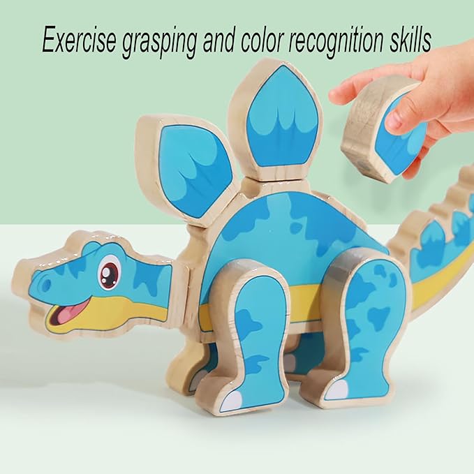 Dinosaur Assembly Magnetic Building Blocks Toys,Dinosaur Snap Together Building Toys for 3-8 Years Old