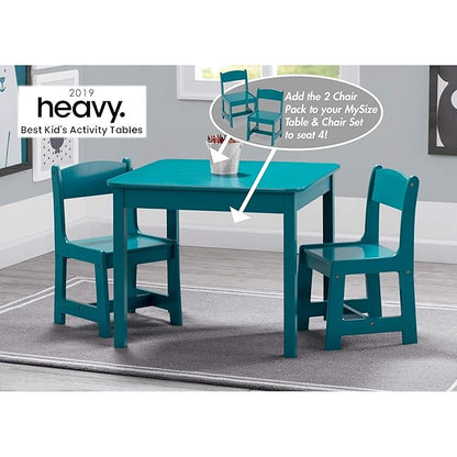 Delta Children MySize Kids Wood Table and Chair Set (2 Chairs Included) - Ideal for Arts & Crafts, Snack Time, Homeschooling, Homework & More, Greenguard Gold Certified, Teal
