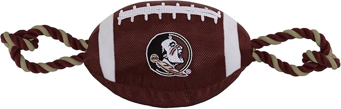Pets First NCAA Florida State Seminoles Football Dog Toy, Tough Quality Nylon Materials, Strong Pull Ropes, Inner Squeaker, Collegiate Team Color (FSU-3121)