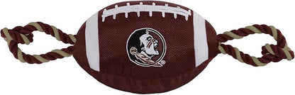 Pets First NCAA Florida State Seminoles Football Dog Toy, Tough Quality Nylon Materials, Strong Pull Ropes, Inner Squeaker, Collegiate Team Color (FSU-3121)