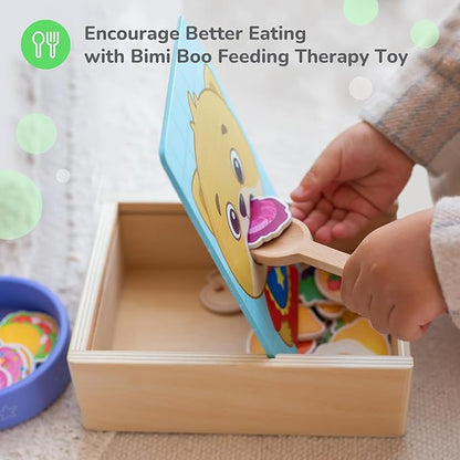 Bimi Boo Wooden Feeding Toy for Toddlers Ages 1-4+ - Pretend Food Game for Preschoolers, Play Food Set for Kids, Learning Resources Food Group Activities - 27 Various Foods, a Spoon, Bowl
