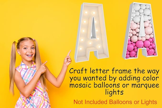 3FT Tall Mosaic Balloon Frame Letters Big Marquee Light Up Letters DIY Kit for Birthday Party Wedding Backdrop Decor Letter H Pre-Cut Foam Board
