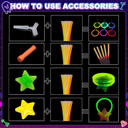 470psc Glow in the Dark Party Supplies for Kids Adults birthdays,Light Up Party Favors with，200 Glow Sticks Bulk，DIY Glow Necklaces Glasses Bracelets Headband, Christmas Party Neon Party Supplies