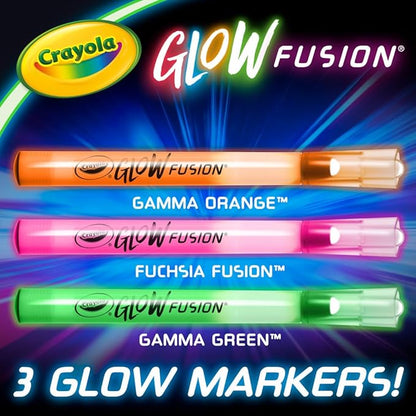 Crayola Glow Fusion, Glow in The Dark Coloring Set with Markers, Mythical Creature Coloring Pages, Gift for Kids