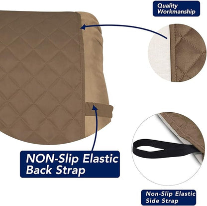 PureFit Reversible Quilted Sofa Cover, Water Resistant Slipcover Furniture Protector, Washable Couch Cover with Non Slip and Elastic Straps for Kids, Dogs, Pets (Small Recliner, Camel/Ivory)
