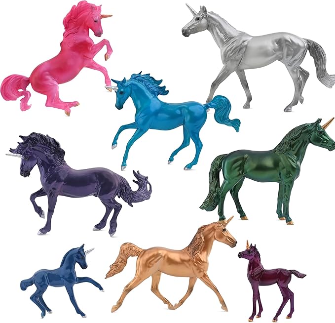 Breyer Horses Stablemates Sparkling Splendor Deluxe Unicorn Set | 8 Unicorn Set | Unicorn Toy | Horse Figurines | 3.75" x 2.5" | 1:32 Scale | Model #6937