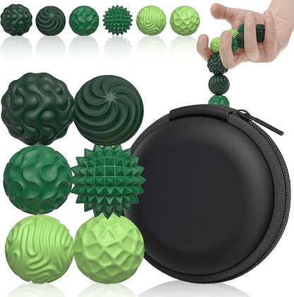 Silicone Magnetic Balls, Fidget Toys for Adults & Teens, 6PCS Stress Balls Sensory Toy, Quiet Magnet Desk Fidgets with Textured, ADHD Anxiety Relief Items, Fun Stocking Suffers Gifts (Green)
